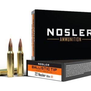 Nosler BT Varmint Ammunition 22 Nosler 55 Grain Ballistic Tip Varmint Box of 20
