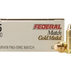 Federal Premium Gold Medal Match Ammunition 45 ACP 185 Grain Full Metal Jacket Semi-Wadcutter Box of 50