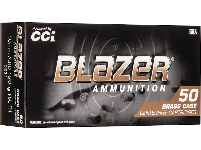 Blazer Brass Ammunition 10mm Auto 180 Grain Full Metal Jacket Flat Nose
