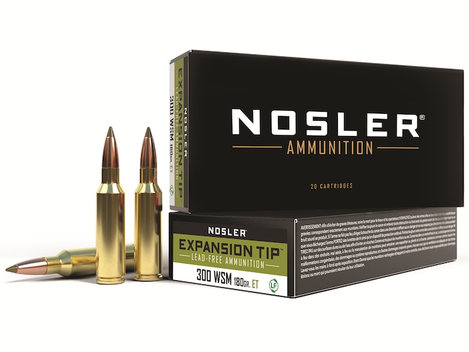 Nosler E-Tip Ammunition 300 Winchester Short Magnum (WSM) 180 Grain E-Tip Lead-Free Box of 20