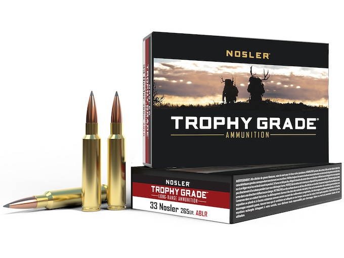 Nosler Trophy Grade Ammunition 33 Nosler 265 Grain AccuBond Long Range Box of 20