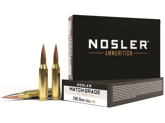 Nosler Match Grade Ammunition 260 Remington 130 Grain RDF Hollow Point Boat Tail Box of 20