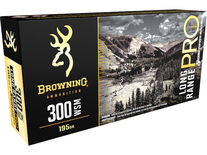 Browning Long Range Pro Match Ammunition 300 Winchester Short Magnum (WSM) 195 Grain Sierra MatchKing Hollow Point Boat Tail Box of 20
