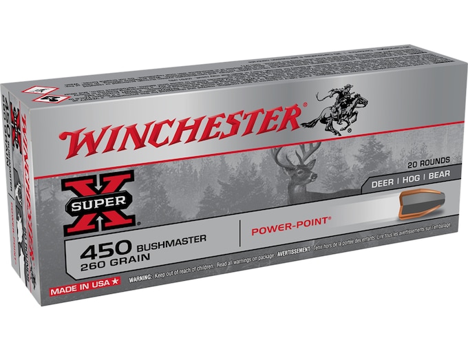 Winchester Super-X Ammunition 450 Bushmaster 260 Grain Power-Point Box of 20