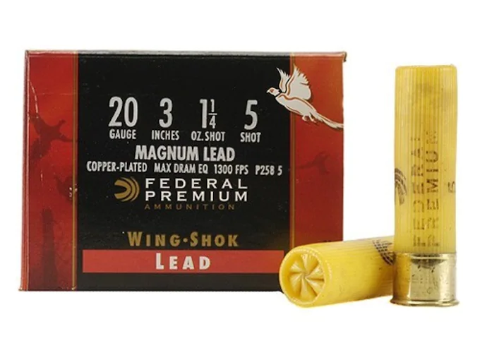 Federal Premium Wing-Shok Ammunition 20 Gauge Buffered Copper Plated Shot