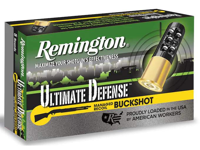 Remington Ultimate Defense Buckshot Ammunition 12 Gauge 2-3/4" Reduced Recoil #4 Buckshot 21 Pellets Box of 5