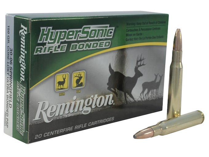 Remington HyperSonic Ammunition 30-06 Springfield 150 Grain Core-Lokt Ultra Bonded Pointed Soft Point Box of 20