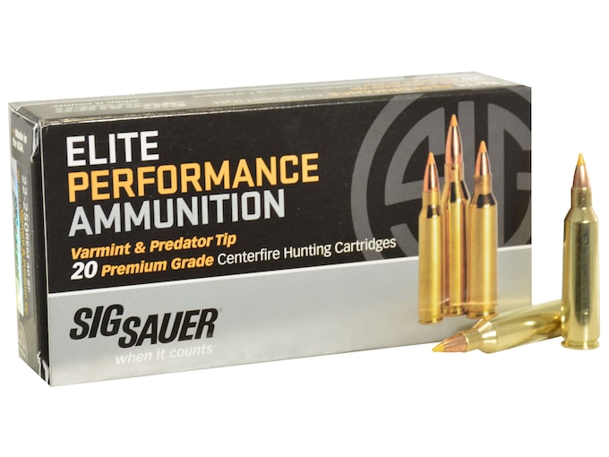 Sig Sauer Elite Performance Varmint and Predator Ammunition 22-250 Remington 40 Grain Polymer Tip Box of 20
