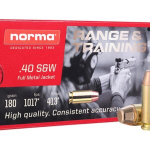 Norma Range & Training Ammunition 40 S&W 180 Grain Full Metal Jacket