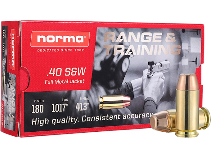 Norma Range & Training Ammunition 40 S&W 180 Grain Full Metal Jacket