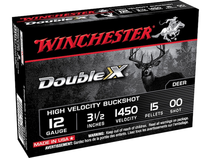 Winchester Double X Ammunition 12 Gauge 3-1/2" Buffered 00 Copper Plated Buckshot 15 Pellets Box of 5