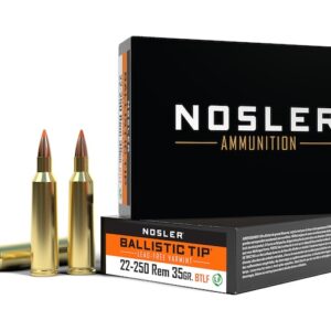 Nosler BT Varmint Ammunition 22-250 Remington 35 Grain Ballistic Tip Varmint Lead-Free Box of 20