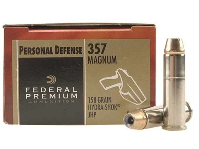Federal Premium Personal Defense Ammunition 357 Magnum 158 Grain Hydra-Shok Jacketed Hollow Point Box of 20