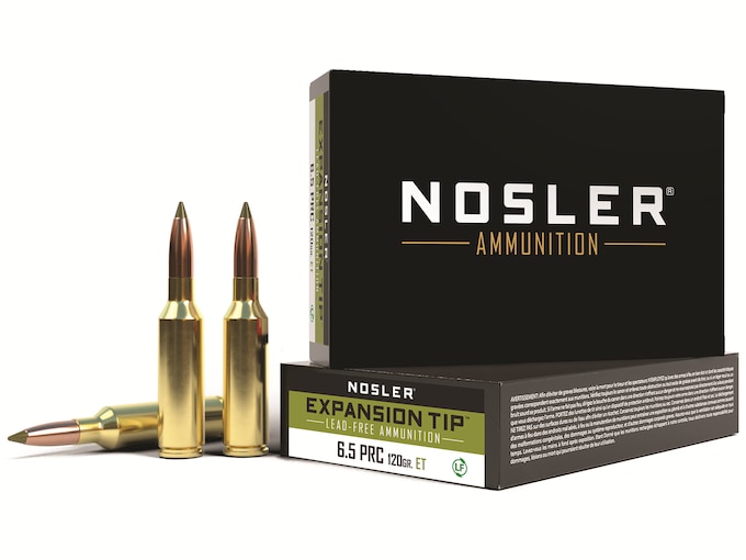 Nosler E-Tip Ammunition 6.5 PRC 120 Grain E-Tip Lead-Free Box of 20