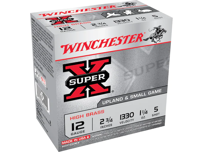 Winchester Super-X High Brass Ammunition 12 Gauge 2-3/4" 1-1/4 oz #5 Shot Box of 25