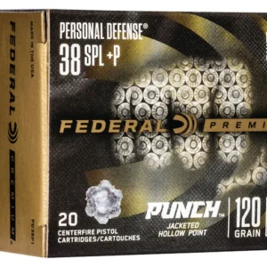 Federal Personal Defense Punch Ammunition 38 Special +P 120 Grain Jacketed Hollow Point Box of 20