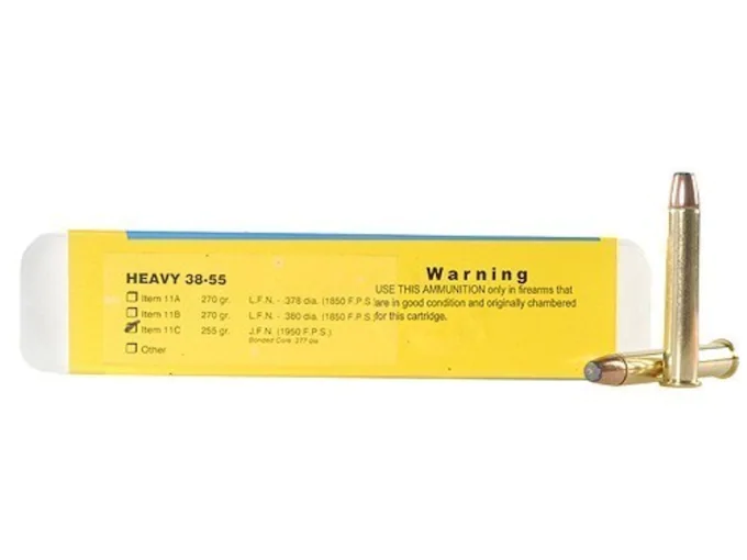Buffalo Bore Ammunition 38-55 WCF 255 Grain Jacketed Flat Nose Bonded Core (377 Diameter) Box of 20