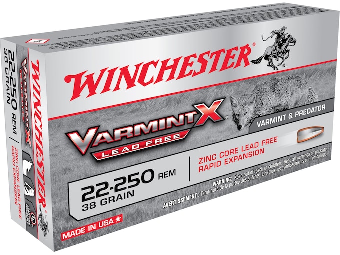 Winchester Varmint X Ammunition 22-250 Remington 38 Grain Hollow Point Lead-Free