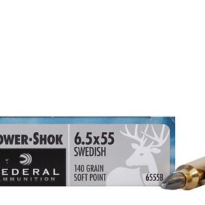Federal Power-Shok Ammunition 6.5x55mm Swedish Mauser 140 Grain Soft Point Moly Box of 20