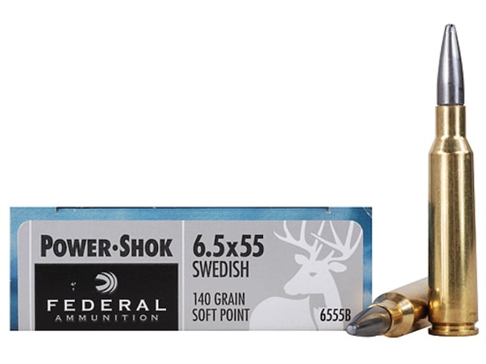 Federal Power-Shok Ammunition 6.5x55mm Swedish Mauser 140 Grain Soft Point Moly Box of 20