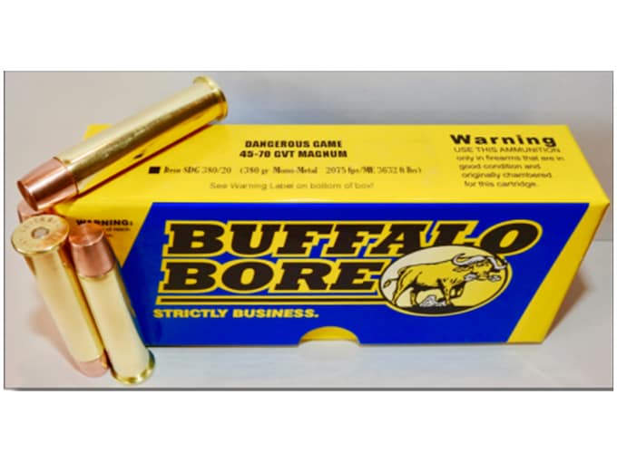 Buffalo Bore Dangerous Game Ammunition 45-70 Government 380 Grain Lehigh Mono-Metal Lead-Free Box of 20