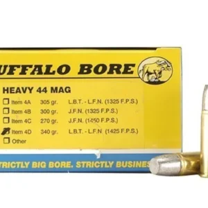 Buffalo Bore Ammunition 44 Remington Magnum +P+ 340 Grain Lead Flat Nose Gas Check Box of 20