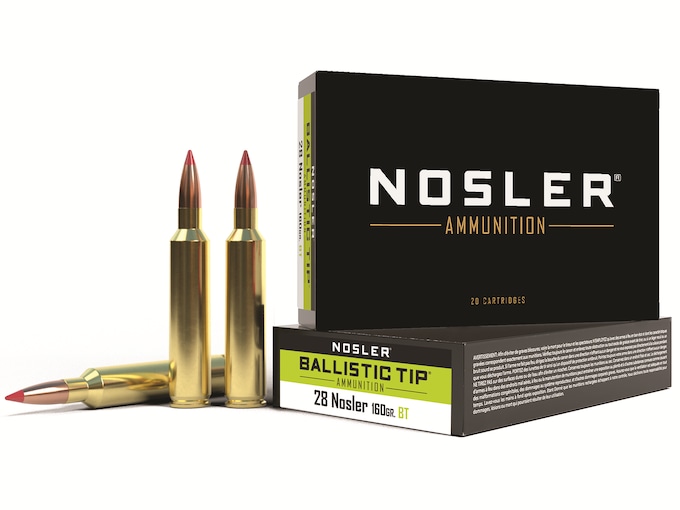 Nosler BT Ammunition 28 Nosler 160 Grain Ballistic Tip Box of 20