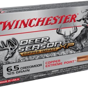 Winchester Deer Season XP Copper Impact Ammunition 6.5 Creedmoor 125 Grain Copper Extreme Point Polymer Tip Lead-Free Box of 20