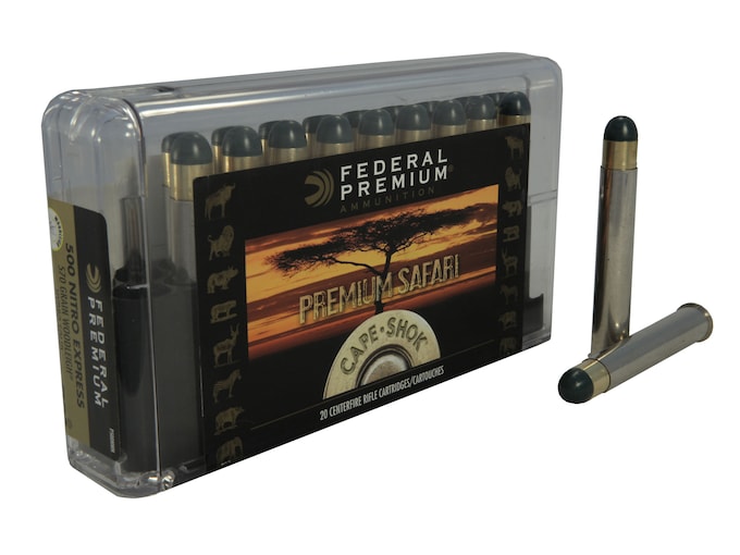 Federal Premium Safari Ammunition 500 Nitro Express 570 Grain Woodleigh Hydrostatically Stabilized Solid Bullets Box of 20