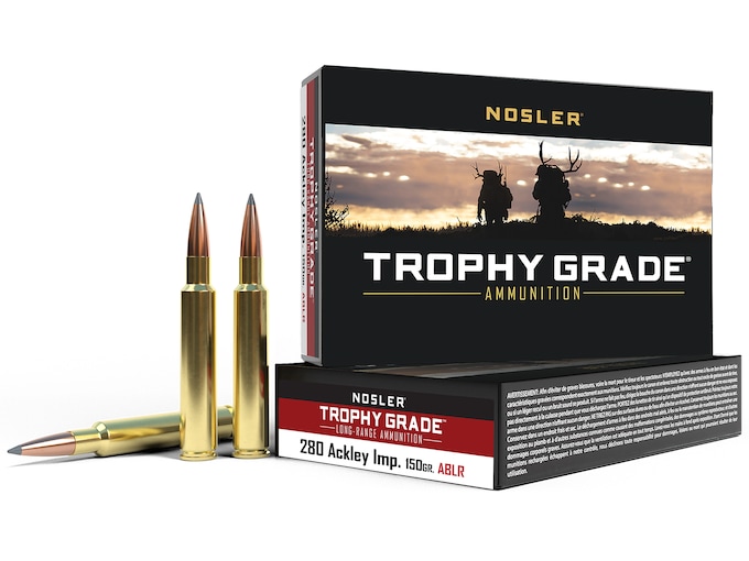 Nosler Trophy Grade Ammunition 280 Ackley Improved 150 Grain AccuBond Long Range Box of 20