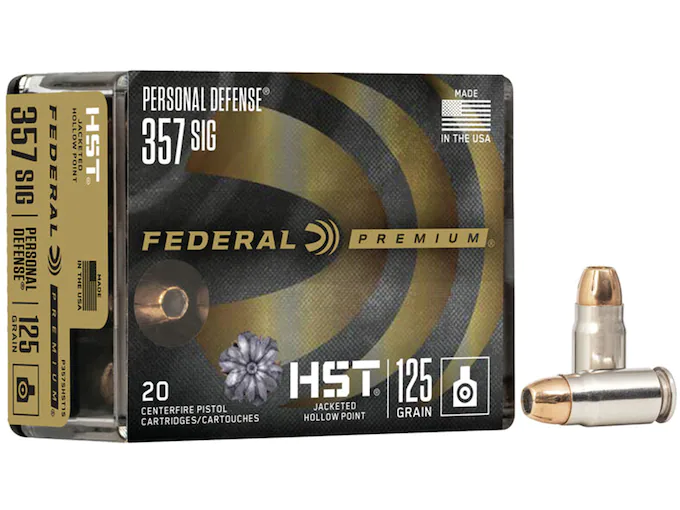 Federal Premium Personal Defense Ammunition 357 Sig 125 Grain HST Jacketed Hollow Point Box of 20