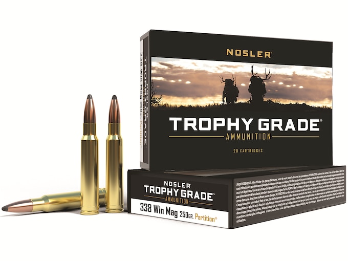 Nosler Trophy Grade Ammunition 338 Winchester Magnum 250 Grain Partition Box of 20