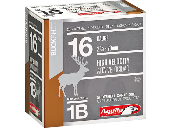 Aguila High Velocity Ammunition 16 Gauge 2-3/4" #1 Buckshot 12 Pellets Box of 25