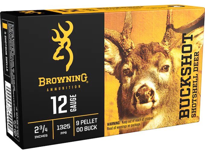 Browning BXS Deer Ammunition 12 Gauge 2-3/4" 00 Buckshot 9 Pellets Box of 5