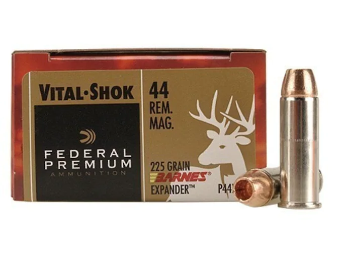 Federal Premium Vital-Shok Ammunition 44 Remington Magnum 225 Grain Barnes XPB Hollow Point Lead-Free Box of 20