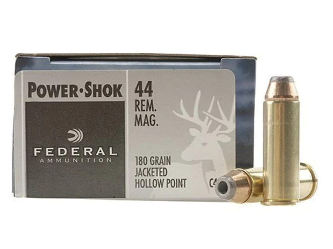 Federal Power-Shok Ammunition 44 Remington Magnum 180 Grain Jacketed Hollow Point Box of 20