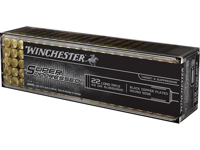 Winchester Super Suppressed Ammunition 22 Long Rifle Subsonic 45 Grain Lead Round Nose
