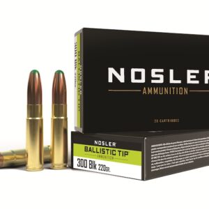 Nosler BTA Ammunition 300 AAC Blackout 220 Grain Ballistic Tip Round Nose Box of 20