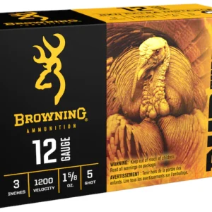 Browning BXD Extra Distance Turkey Ammunition 12 Gauge 3" 1-5/8 oz #5 Nickel Plated Shot Box of 10