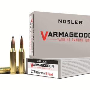 Nosler Varmageddon Ammunition 22 Nosler 53 Grain Polymer Tip Flat Base Box of 20