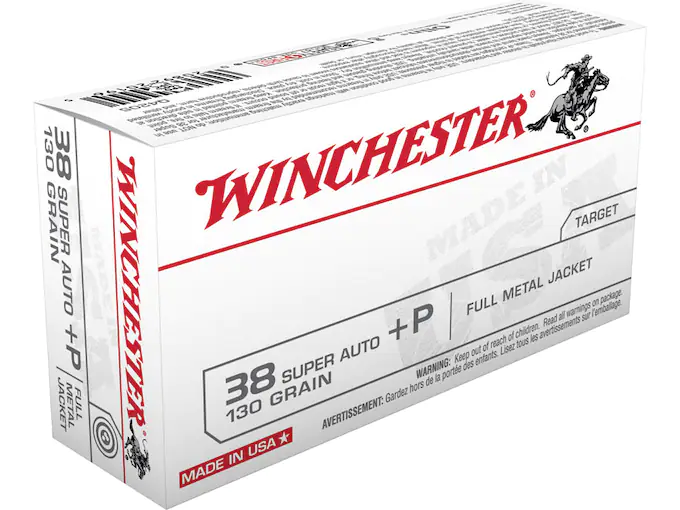 Winchester USA Ammunition 38 Super +P 130 Grain Full Metal Jacket