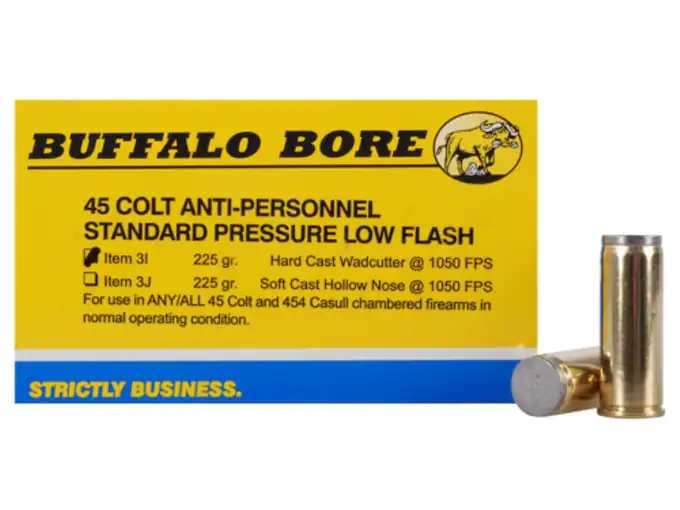 Buffalo Bore Ammunition 45 Colt (Long Colt) 225 Grain Hard Cast Lead Wadcutter Anti-Personnel Box of 20
