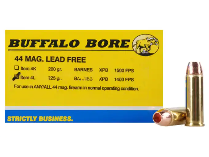 Buffalo Bore Ammunition 44 Remington Magnum 225 Grain Barnes XPB Hollow Point Lead-Free Box of 20