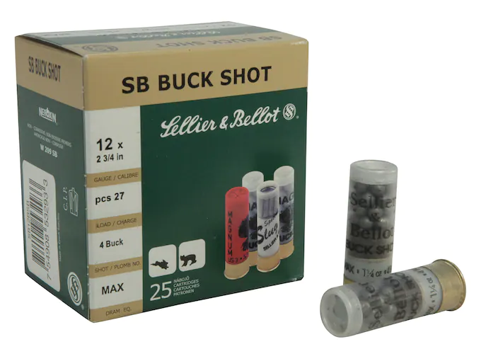 Sellier & Bellot Ammunition 12 Gauge 2-3/4" #4 Buckshot 27 Pellets