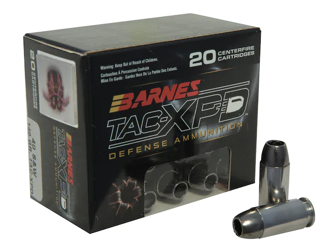 Barnes TAC-XPD Ammunition 40 S&W 140 Grain TAC-XP Hollow Point Lead-Free Box of 20