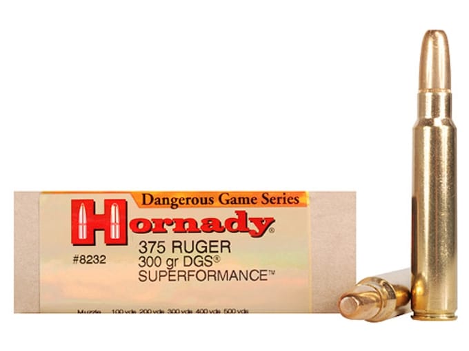 Hornady Dangerous Game Superformance Ammunition 375 Ruger 300 Grain Round Nose Solid Box of 20