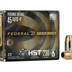 Federal Premium Personal Defense Ammunition 45 ACP +P 230 Grain HST Jacketed Hollow Point Box of 20