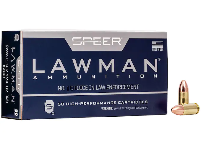 Speer Lawman Ammunition 9mm Luger 124 Grain Full Metal Jacket