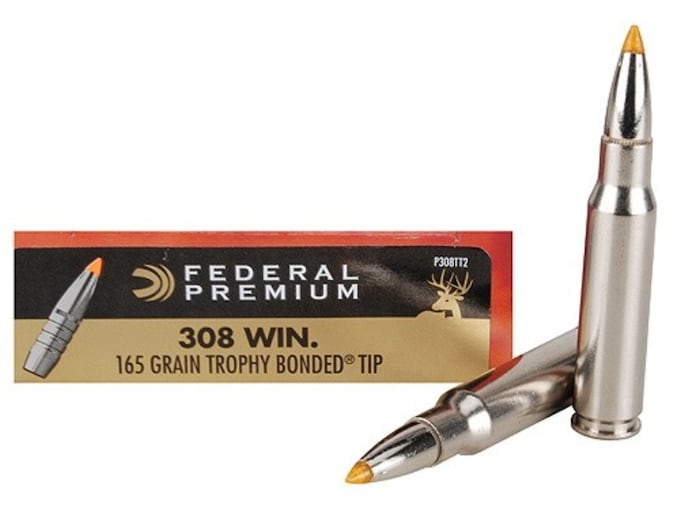 Federal Premium Ammunition 308 Winchester 165 Grain Trophy Bonded Tip Box of 20