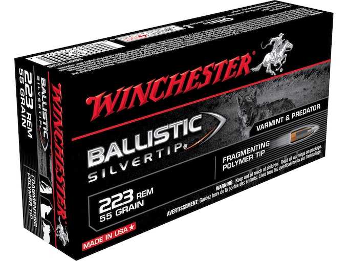 Winchester Ballistic Silvertip Varmint Ammunition 223 Remington 55 Grain Fragmenting Polymer Tip Box of 20
